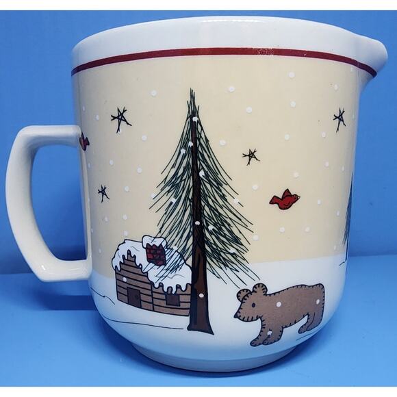 GINGER CREEK Meiwa Art Creamer Deer Bear Cabin & Trees 1997 Nice See Pictures - Picture 1 of 11